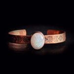 copper rainbow moonstone cuff for women genuine pure healing wrist arm stacker bracelet bangle wedding anniversary gifts for her rose gold white blue clear gem stone crystal southwestern cowgirl western unique one of a kind fine jewelry metalsmith