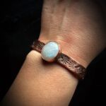 copper rainbow moonstone cuff for women genuine pure healing wrist arm stacker bracelet bangle wedding anniversary gifts for her rose gold white blue clear gem stone crystal southwestern cowgirl western unique one of a kind fine jewelry metalsmith