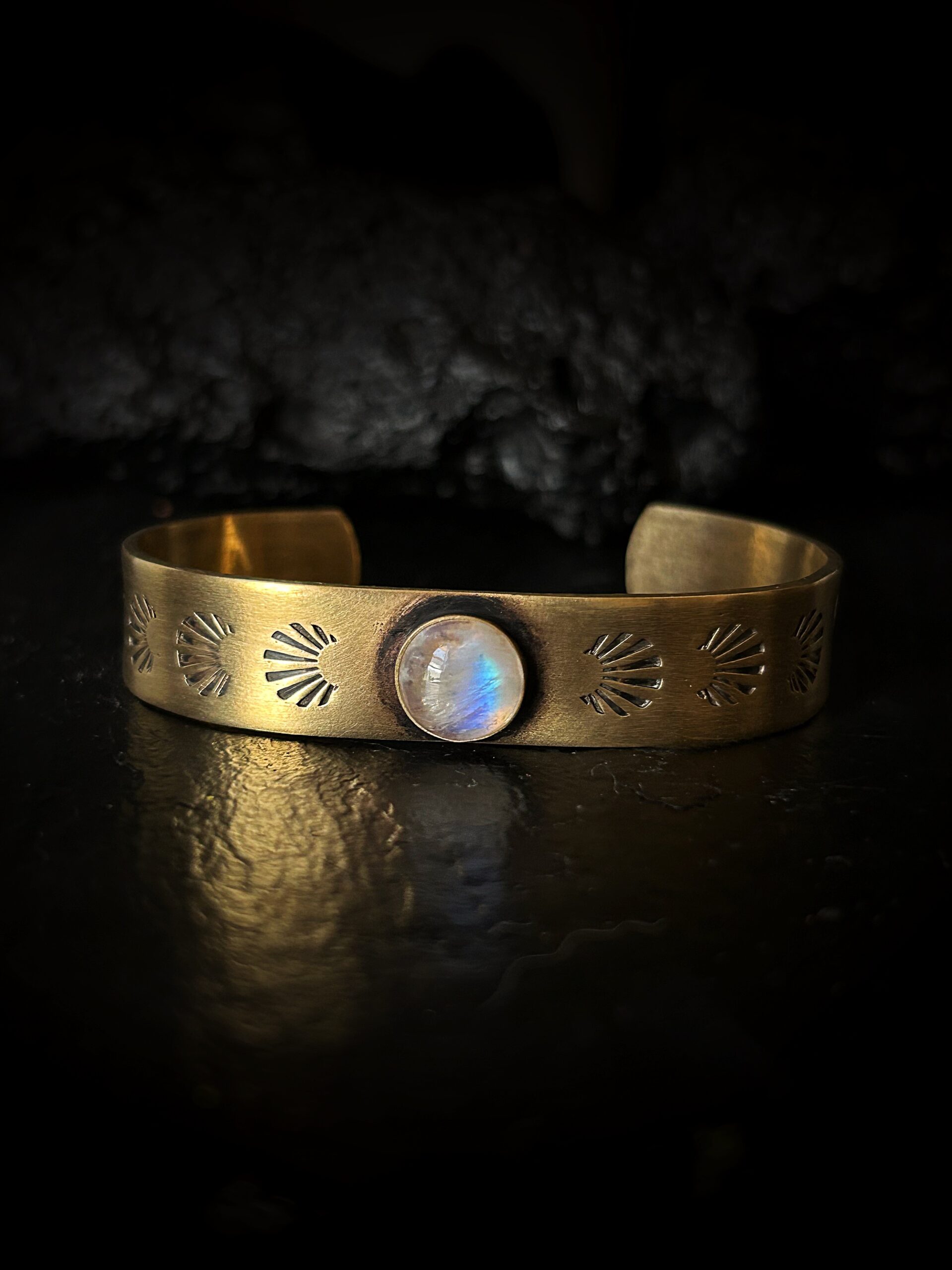 Moonstone & Brass Cuff