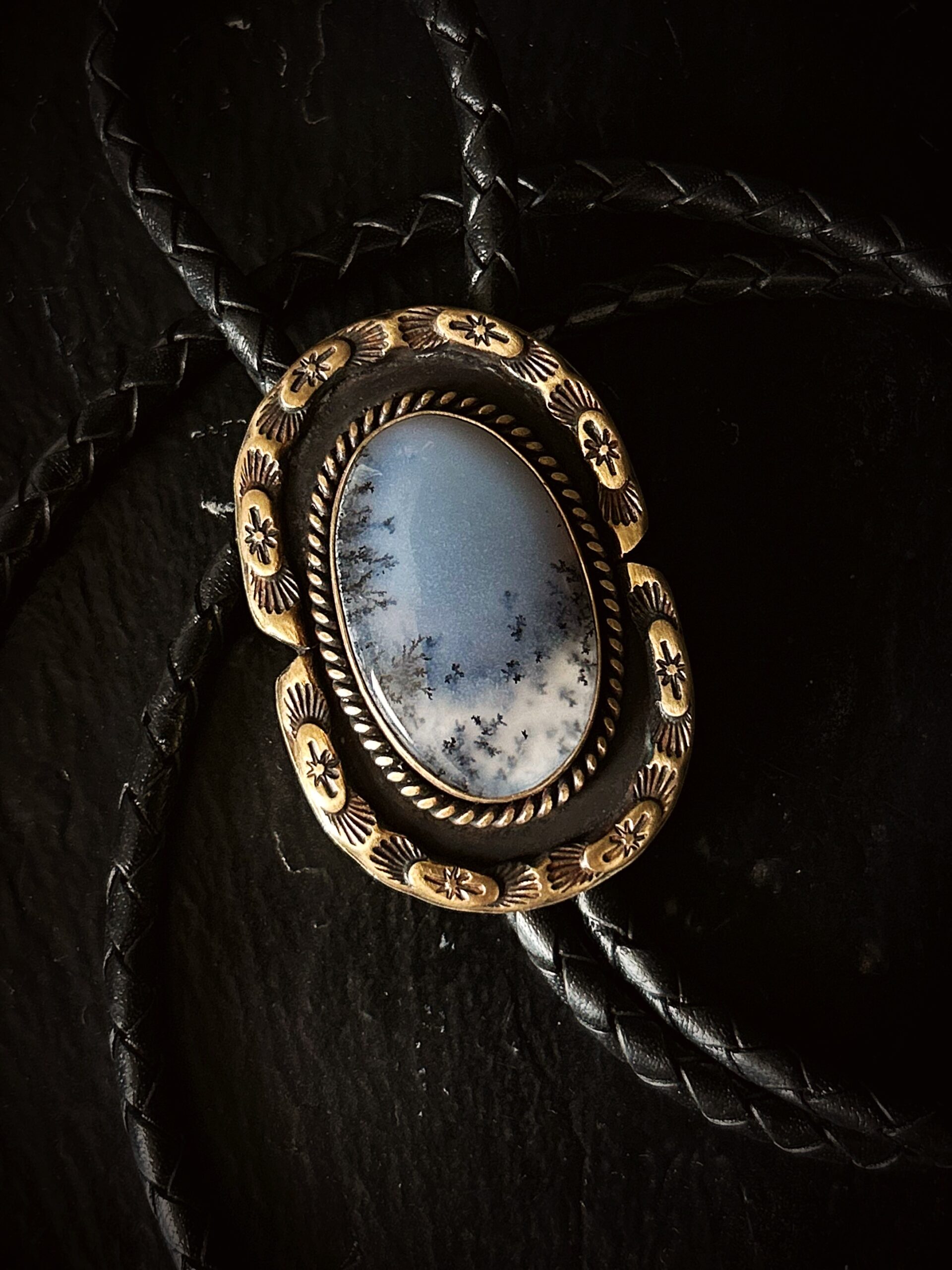 Brass Dendritic Opal Bolo