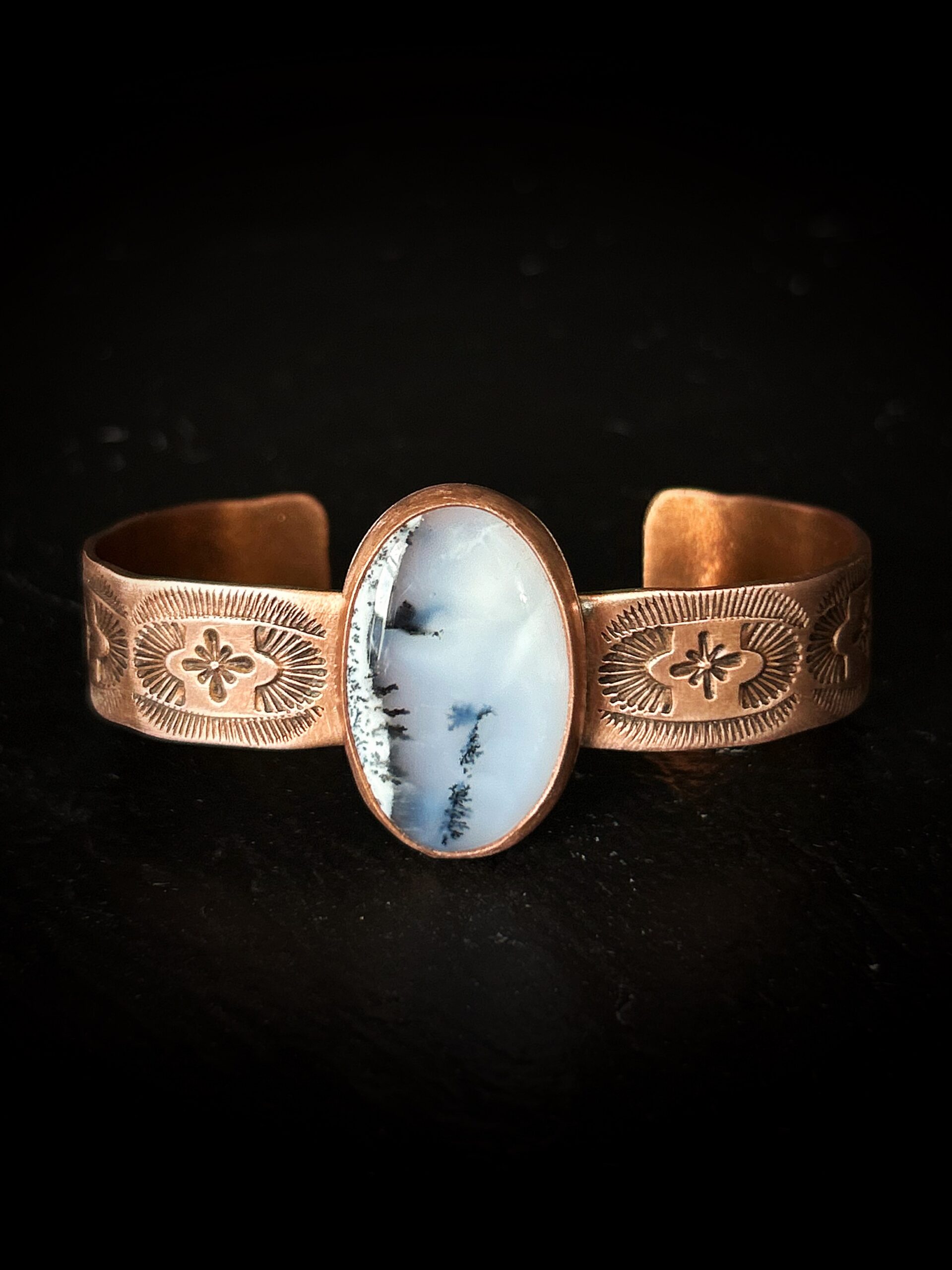 Copper Dendritic Opal Cuff
